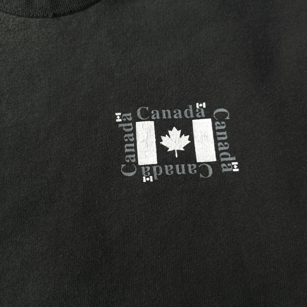 Vintage 90s Fruit of the Loom Black Sweatshirt XXL Canada Flag Heavyweight - Picture 5 of 11
